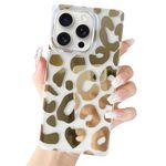 Jmltech Edge Case for iPhone 15 Pro Max Case Leopard Cheeath Hybrid Shockproof Clear Silicone Bumper Luxury Protective Phone Cases for iPhone 15 Pro Max Gold