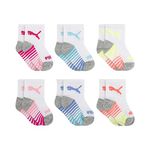 PUMA Baby Infant 6 Pack Anklet Socks, White/Bright, 0-12M