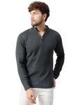 Kvetoo Men High Neck Zipper Full Sleeve Woolen Winter Sweater Dark Grey Size 4XL