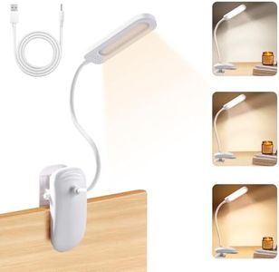 Diboniur Lampe de Bureau à Pince avec Adaptateur USB, Lampe de Lecture LED Rechargeable, 360° Flexible, 3 Couleur et Intensité Réglables pour Étude et Travail
