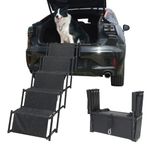 YEP HHO 5 Steps Upgraded dog ramps for large dogs car, Lightweight Non-Slip Folding Portable Dog Stairs with Waterproof Surface, Great for Cars Trucks SUVs (Black)