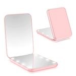 wobsion Compact Mirror, Magnifying Mirror with Light, 1x/3x Handheld 2-Sided Magnetic Switch Fold Mirror,Small Travel Makeup Mirror,Pocket Mirror for Handbag,Purse,Gifts for Girls(Pink)