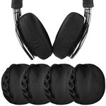 Geekria 2 Pairs Medium Flex Fabric Washable Headphone Covers/Headset Sweat Covers/Ear Pads Protector/Stretchable Sanitary Earcup, Fits 3.2"- 4.3" Headset, Good for Gym, Gaming (Black)