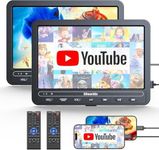 GOnavidio 10.1" Car DVD Players Dual Screen with HDMI Input, 5-Hour Battery, Portable DVD Players for Car Support USB/TF Card, Last Memory, Play Same/Different Movies, Dual Speakers(2 DVD Players)