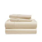 Luxury 100% Egyptian Cotton Bed Sheets - 1000 Thread Count 4-Piece Ivory King Sheets Set, Long Staple Cotton Bedding Sheets, Sateen Weave, Hotel Sheets, 16" Deep Pocket (Fits Upto 17" Mattress)