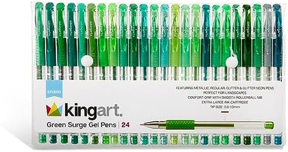 KINGART 400-24G Green Tones Rollerball Gel Pens, Set of 24 Colors, XL Ink Cartridge - More Ink, All Ages, Writing, Coloring, Doodling, Scrapbooking, Journaling & More