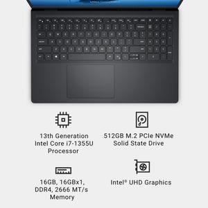 Dell 15” Laptop – Intel i7, 16GB RAM, 512GB SSD