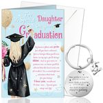 DPKOW 2024 Graduation Card for Daughter, Graduation Gifts for Her 2024 Graduation Keyring Graduation Greeting Card for Daughter Well Done Card, Class of 2024 Graduation Gift Card Keyring for Daughter