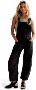 Womens Denim Bib Overalls Barrel Leg Adjustable Straps Jean Jumpsuit