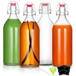 YEBODA 32oz Swing Top Bottles -Glass Beer Bottle with Airtight Rubber Seal Flip Caps for Home Brewing Kombucha,Beverages,Oil,Vinegar,Water,Soda,Kefir (4 Pack)