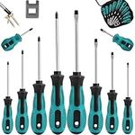 10pcs Screwdriver Set,Heavy Duty Chrome Vanadium Steel Made,Magnetic Screwdriver with 5 Cross& 5 Flat Head,Muti Purpose Screwdriver Kit in Carry Bag Package