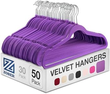 Zober Velvet Hangers 50 Pack - Heavy Duty Purple Hangers for Coats, Pants & Dress Clothes - Non Slip Clothes Hanger Set - Space Saving Felt Hangers for Clothing