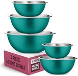 FineDine Stainless Steel Mixing Bowls (Set of 5) Stainless Steel Mixing Bowl Set - Easy To Clean, Nesting Bowls for Space Saving Storage, Great for Cooking, Baking, Prepping