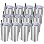 VEGOND 20oz Tumbler Bulk with Lid and Straw 12 Pack, Stainless Steel Vacuum Insulated Tumbler, Double Wall Coffee Cup Travel Mug, Stainless Steel