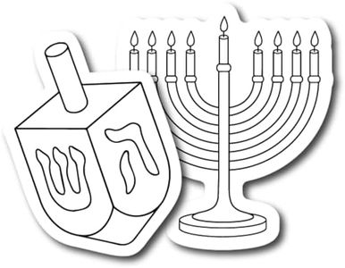 Magnet Me Up Color Your Own Hanukkah Dreidle and Menorah DIY Holiday Magnet Decal, 2 Pack, Creative Artistic Gift Idea