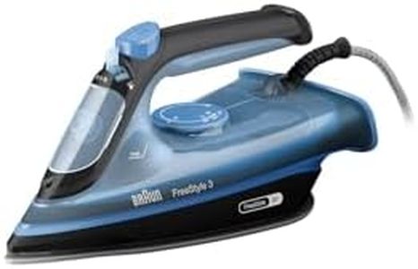 Braun Household FreeStyle 3 Steam Iron FI3194BK, With Precision Tip and FreeGlide 3D Technology, 200 g/min, SuperCeramic Plate, Auto Shut-Off, 270ml Tank, 2400W, Black/Blue