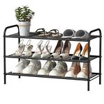 GILLAS 3 Tier Shoe Rack,Shoe Organizers,Metal Shoe Rack for Closet,Shoe Storage for Entryway,Hallway,Bedroom-Black