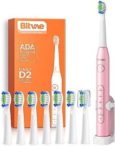 Bitvae Ultrasonic Electric Toothbrush - Rechargeable Sonic Electric Toothbrush for Adults and Kids, Power Toothbrush with Holder, 8 Brush Heads, Smart Timer, Fast Charge, Pink D2