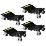 Vehicle Positioning Wheel Dollies, 4 Pack Wheel Dolly Car Skate Set, 680Kg Per Dolly, Van Positioning Garage Jack with Swivel Casters for Moving Auto Repair Garage - Black