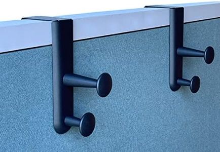 Tetra-Teknica Cubi-pro CWH03-2P Over-The-Panel Cubicle Partition Wall Garment Hanger with Double Posts, 2 1/2" - 3" Panels, Black, 2 per Pack