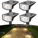 Quntis Solar Spot Lights Outdoor, 4 Pack IP65 Waterproof Solar Lights Outdoor with 2 Lense &3 Lighting Mode, Bright 26+1 Led Solar Landscape Spotlights for Garden Wall Yard Driveway Patio, Warm White