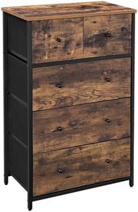SONGMICS Drawer Dresser, Storage Dresser Tower with 5 Fabric Drawers, Dresser Unit, for Hallway, Bedroom, Rustic Brown and Classic Black ULGS45H