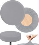 Bar Stool Covers Round, 2 Pcs Stool Slipcovers High Elastic, Circle Chair Covers, Soft & Easy to Clean Chair Seat Cushion Slipcover Fit for Stool of Dia 14-17 Inch , Grey