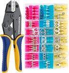 haisstronica Crimping Tool for Heat Shrink Connectors HS-8327 with 280PCS Marine Grade Heat Shrink Wire Connectors,Tinned Red Copper AWG 22-10 Electrical Ring Fork Spade Splice(3Colors/21Size)