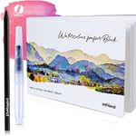 int!rend Watercolour Paper DIN A5 300gsm - 40 White Glued Painting Paper + Water Tank Brush & Pencil - Premium Water Colour Pad, Paint Book & Sketchbook