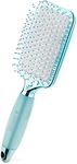 Navaris Paddle Brush with Gel Handle - Detangling Hairbrush for All Hair Types - Colour Design Brush with Soft Comfort Hold - Metallic Blue and White