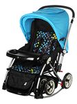 Mee Mee Baby Pram with Rocker and 3 Seating Positions, Blue/Black, (MM-29 PRAM (Blue))