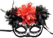 Coolwife Women's Masquerade Mask Mexican Day Of The Dead Sugar Skull Eyemask Masque Fancy Dress (ZB Black)