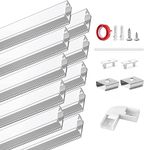 HOMMAND LED Channel, LED Profile 10 Packs 1m/3.3ft U-Shape, LED Diffuser and LED Aluminium Profile with Corner Connectors, End Caps, Mounting Clips and Adhesive, LED Strip Channel 10m