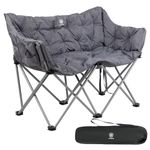 EVER ADVANCED Camping Chair Double for Adults 6cm Padded 320kg Folding 2 Seater Sofa with Side Pocket Dining Garden Chair Outdoor Heavy Duty Luxury Fishing Chair Portable Oversized Comfy Loadable