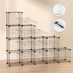 Almaybe Cube Storage Organizer, 12 Cubes Stackable DIY Metal Wire Cube Storage Shelf for Closet Organizers and Storage, Bookshelf Storage Cubes for Bedroom Living Room Office- 11.8"× 11.8" 45Pcs Black