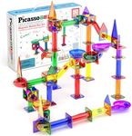 PicassoTiles Magnetic Marble Run Marbles for Kids Race Track Toy Set Marble Maze Sensory Toys for Toddlers STEM Educational Magnet Building Blocks Construction Building Tiles Boys Girls 3+