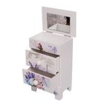 CherryBox White and Purple Floral & Tower, Bird Pattern 3 Layer Jewelry Box for Women, Portable Jewelry Box Modern Design Vertical Design