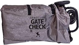 J.L. Childress DELUXE Gate Check Bag for Single & Double Strollers - Stroller Bag for Airplane - Large Stroller Travel Bag with Adjustable Shoulder Straps - Air Travel Stroller Bag - Grey