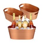 3PCS Galvanized Tub Metal Beverage Ice Buckets 3 Gallon Ice Buckets for Parties Large Drink Buckets Champagne Vintage Bucket for Wine Beer Cocktail Mimosa Bar Supplies（Advanced Copper）