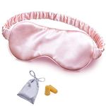 OLESILK Silk-Sleep-Mask Eye-Mask & Blindfold with Double Layer Silk Filling and Elastic Strap for Full Night's Sleep, Travel and Nap, Bonus Free Luxury Bag and Ear Plugs, Pink