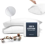 Sweave 100% Organic Cotton Pillowcases Standard - Oeko-Tex Certified 415 Thread Count - 100% Organic Cotton, Skin-Friendly, Silky Soft Sateen Weave, 2 PC Pillow Covers (Bright White)