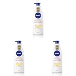 NIVEA Firming Body Lotion Q10 + Argan Oil (400 ml), Nourishing Firming Cream with Q10 and Argan Oil, NIVEA Moisturising Cream for Firm Skin (Pack of 3)