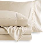 HOME SHEETS Super King Plain Sateen 600 TC 100% Cotton Super King Size (108 X 108 inch) Bedsheet with (18 X 28 inch) 4 Pillow Covers- (Super King Size, Ivory Solid)