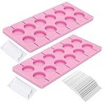 V-fox 2x12-Capacity Round Chocolate Hard Candy Silicone Lollipop Molds with 140 Count Lollypop Sucker Sticks for Halloween Christmas Parties