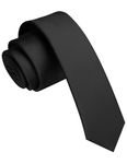 JEMYGINS 1.58" Black Tie Silk Skinny Ties for Men Slim Necktie(4cm)