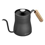 Navaris 33.8 oz (1 fl L) Gooseneck Kettle for Stove Top Burners - Stainless Steel Kettle with Pour Over Spout for Coffee or Water - with Thermometer