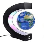 Floating Globe with Colored LED Lights C Shape Anti Gravity Magnetic Levitation Rotating World Map with Touch Switch for Gift Home Office Desk Decoration with Switch