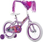 Huffy Disney Princess 16" Girls' Bike, Ideal for Ages 3-5 Years Old, Removable Training Wheels, Purple Design, Sturdy and Durable, Heart Shaped Basket, Shimmering Streamers, Adjustable Comfort