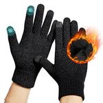 DOVAVA Mens Thermal Gloves Touchscreen Winter Cycling Warm Gloves Soft Lining Inside (Black-1)