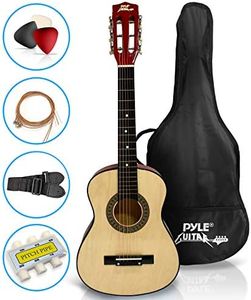 Pyle 30" Beginner Classical Acoustic Guitar - Linden Wood with Case, Strap, Tuner, Picks - Great for Beginners